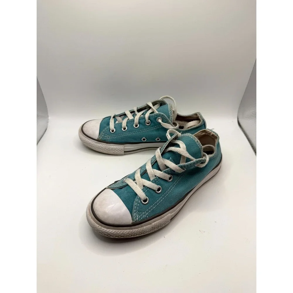 Converse Chuck Taylor All Star Low 654364F‎ Kids 2 Sneaker Teal Canvas Shoes